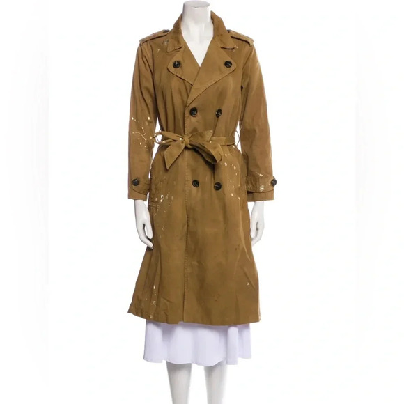 NSF Dorian Cotton Trench Coat in Antique Bronze Gold Foil...